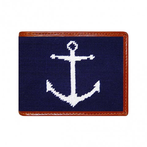 Navy anchor needlepoint bifold  WALLET