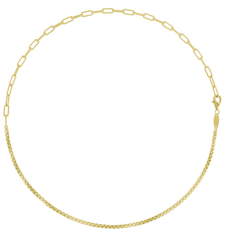 PLIT CHAIN GOLD OVAL&ROUNDED BOX 18"