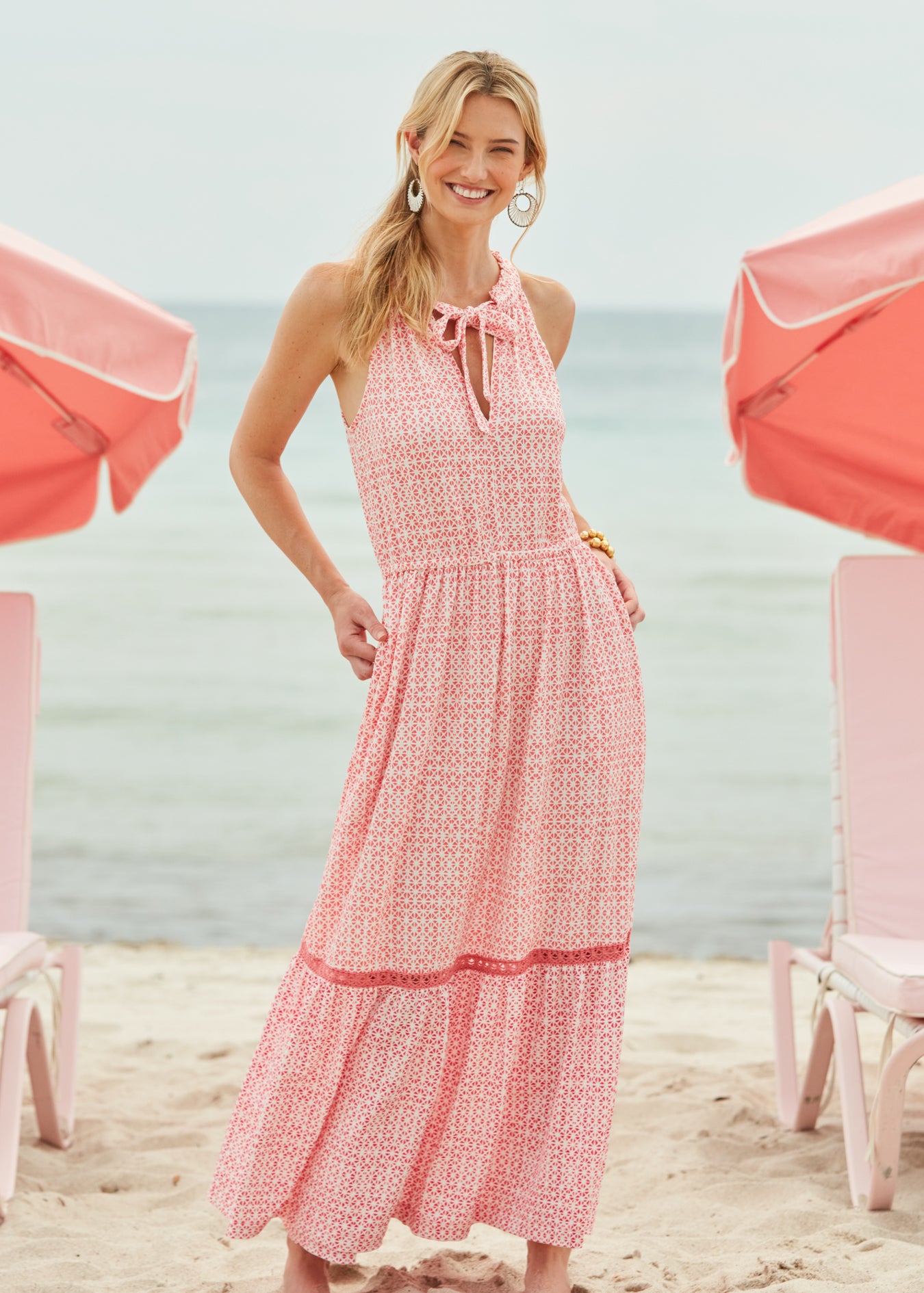 tie neck maxi dress