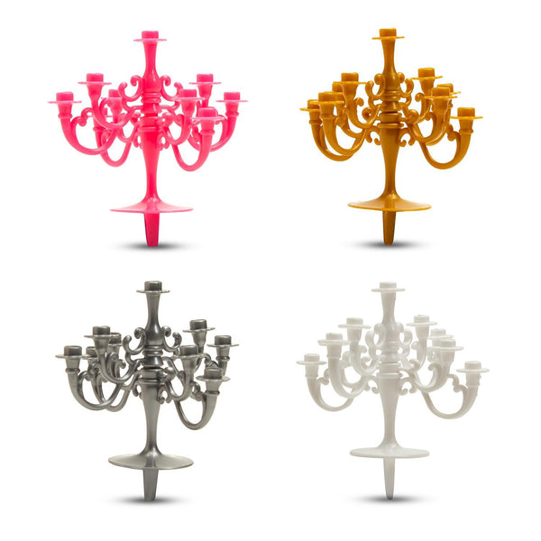 candelabra cake topper-silver