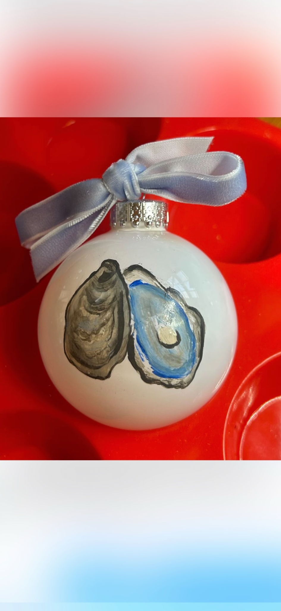 Custom painted OYSTER Ornament