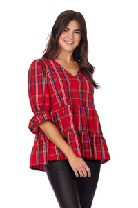 red plaid top