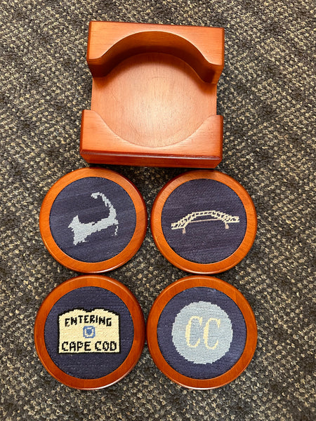 CUSTOM CAPE COD NEEDLEPOINT COASTERS