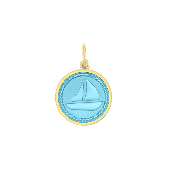 sailboat all gold light blue mini