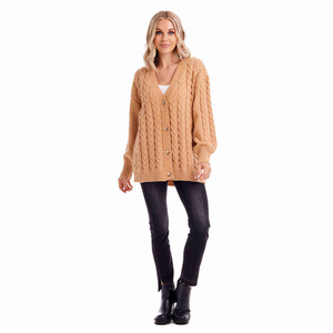 tan textured cardigan