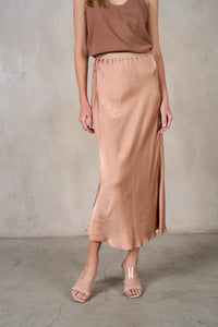 taupe satin skirt