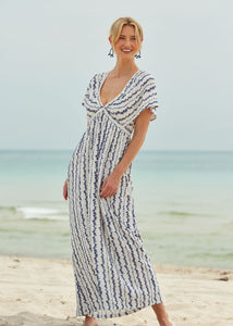 deep v flutter sleeve maxi