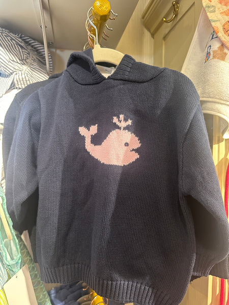 HOODED ZIP BACK SWEATER-WHALE
