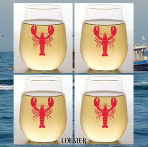 LOBSTER SHATTERPROOF WINE GLASS -4 PACK