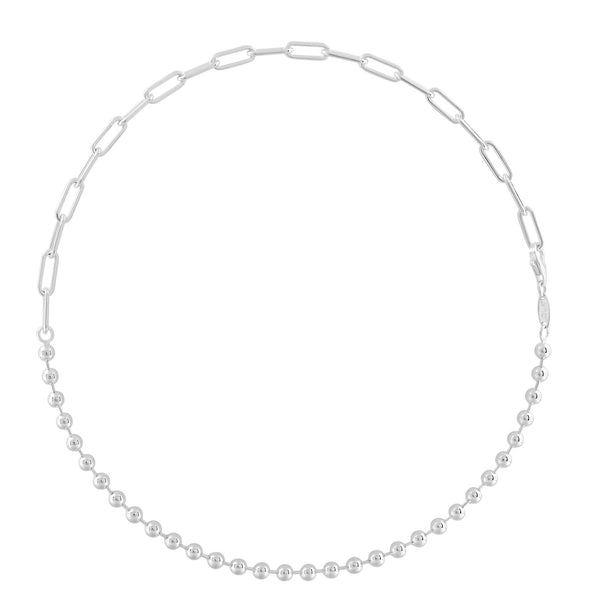 SPLIT CHAIN,SILVER,OVAL&BALL 18"