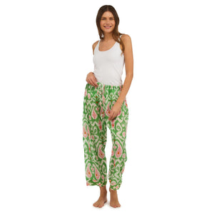 green ikat pants