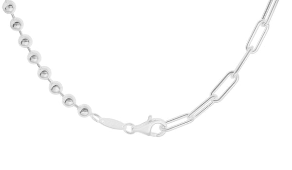 SPLIT CHAIN,SILVER,OVAL&BALL 18"