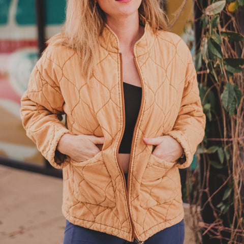 camel quilted jacket