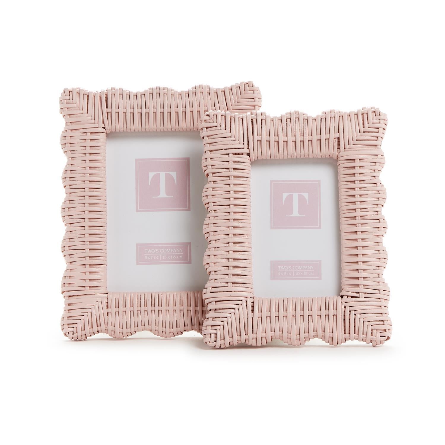 5X7 PINK WICKER PICTURE FRAME