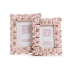 4X6 PINK WICKER PICTURE FRAME