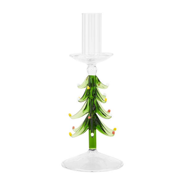 SM GLASS TREE TAPER HOLDER