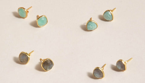 SEMI PRECIOUS GEMSTONE STUD EARRINGS