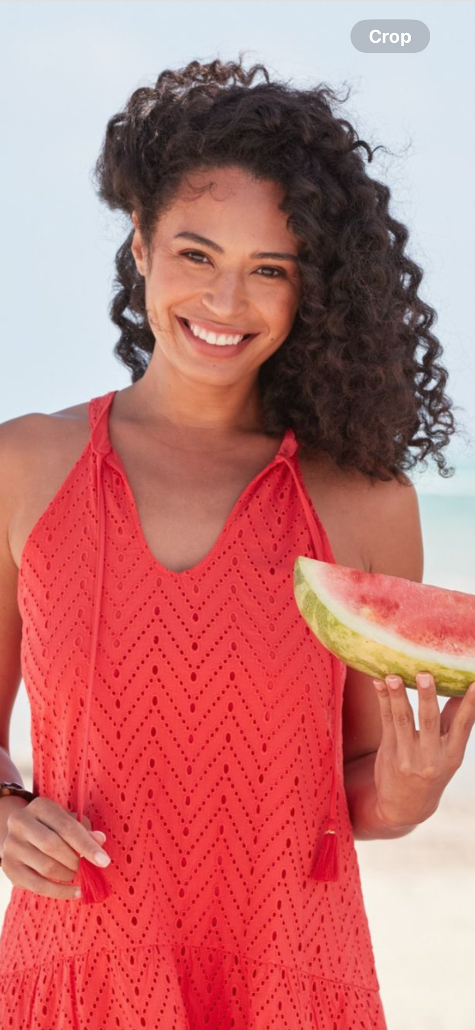 red eyelet halter dress