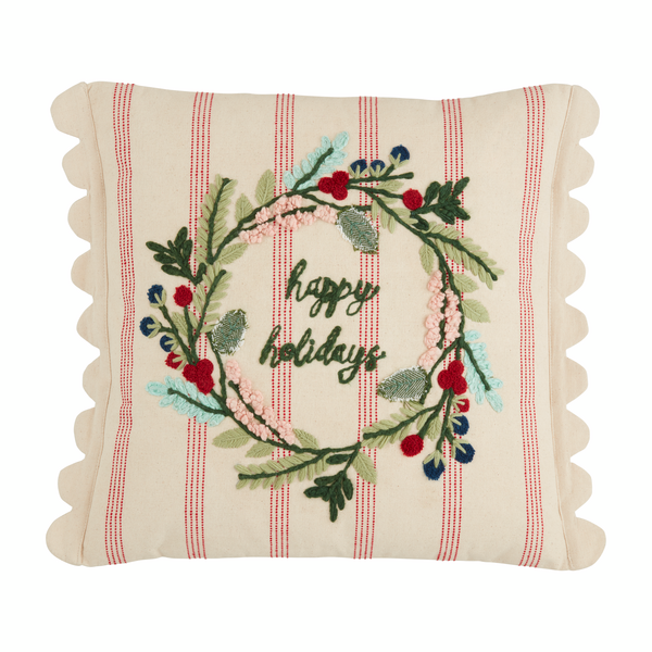 WREATH STRIPED PILLOW