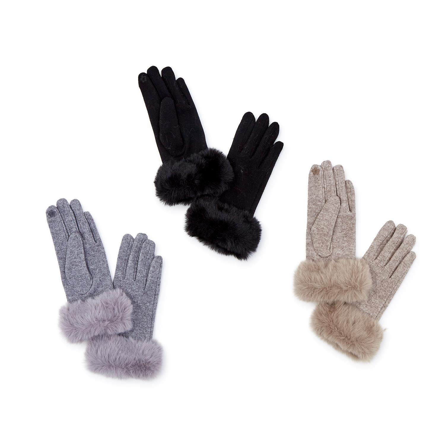 faux fur cuff gloves