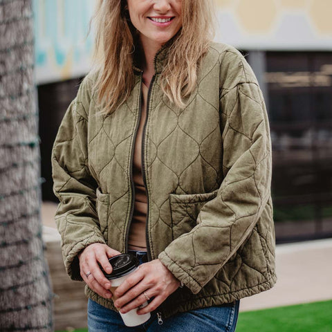 olive quilted jacket