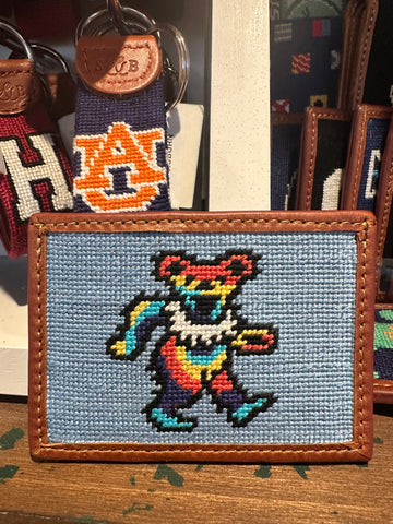 dancing bear tie dye card wallet