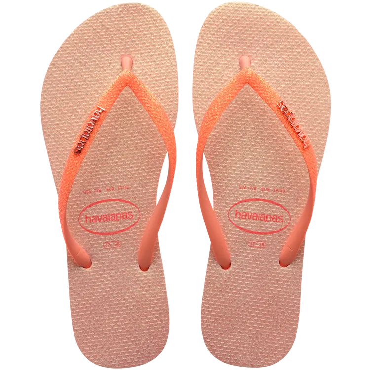 peach glitter flipflop