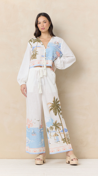 OCEAN TIE FRONT TOP