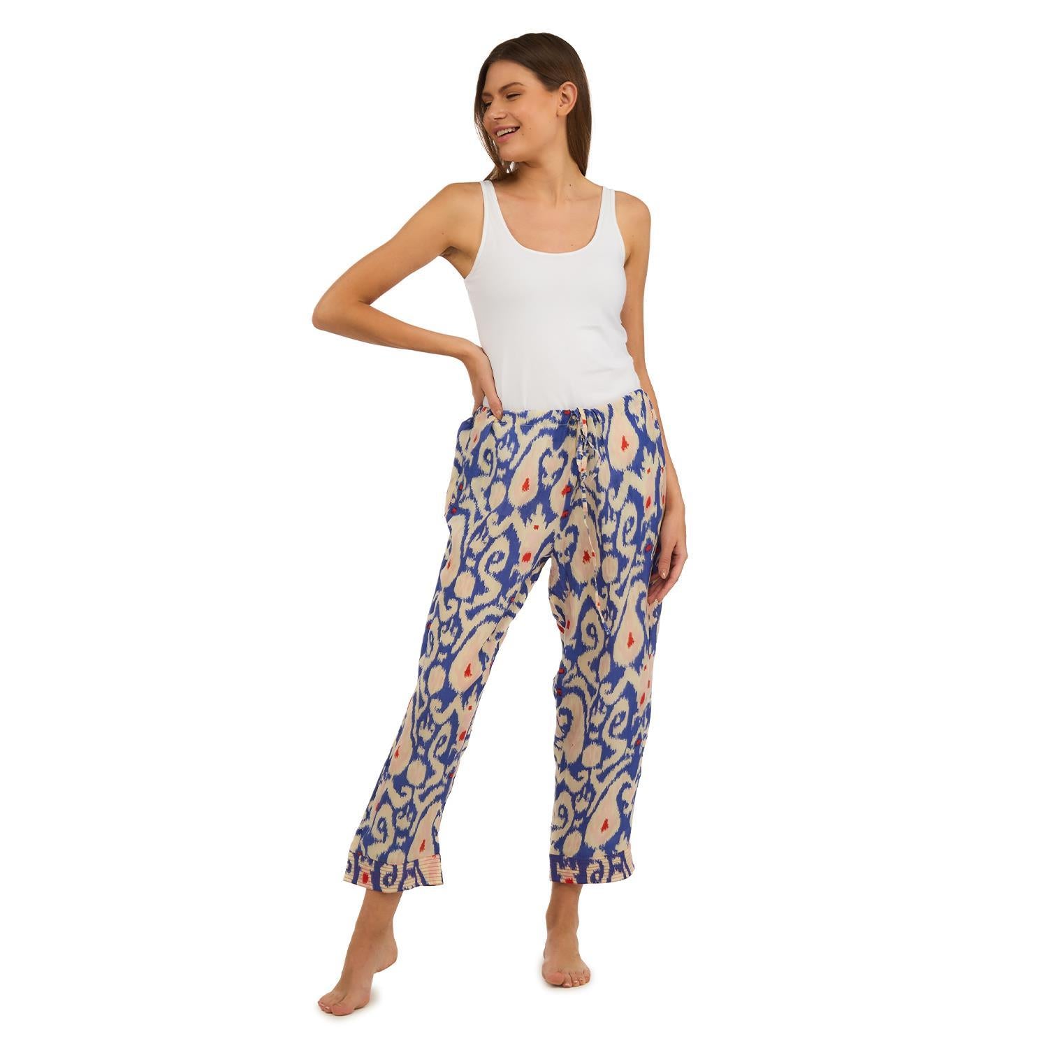 blue ikat pants