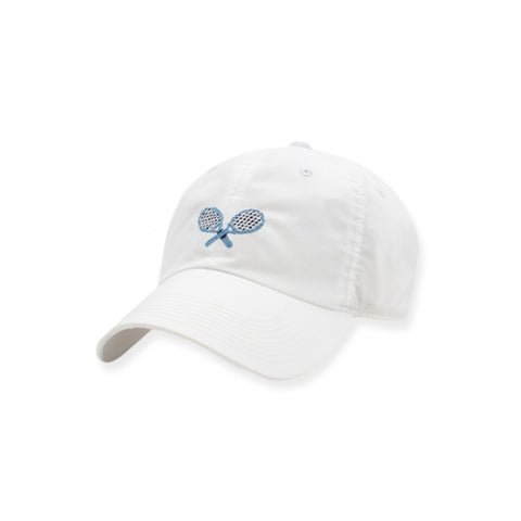 CROSSED RACQUETS NEEDLEPOINT PERFORMANCE WHITE HAT