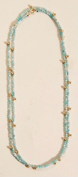 LONG BEADED NECKLACE 18K GOLD PLATED