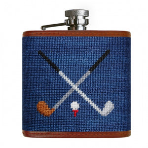 CROSSED CLUBS NEEDLEPOINT FLASK