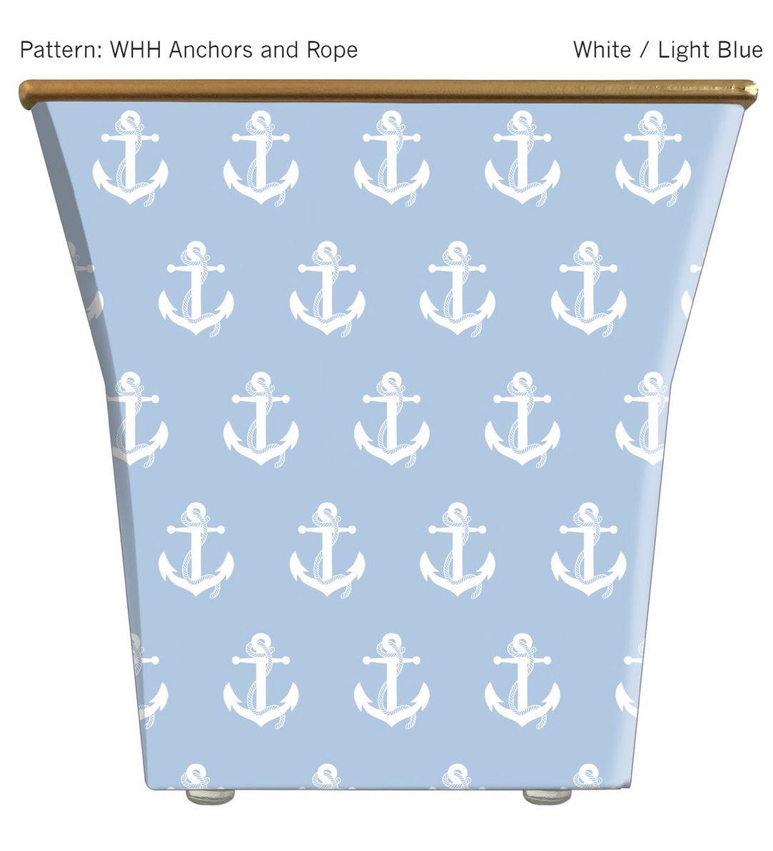WHITE & LIGHT BLUE ANCHORS  & ROPES CACHE POT CANDLE