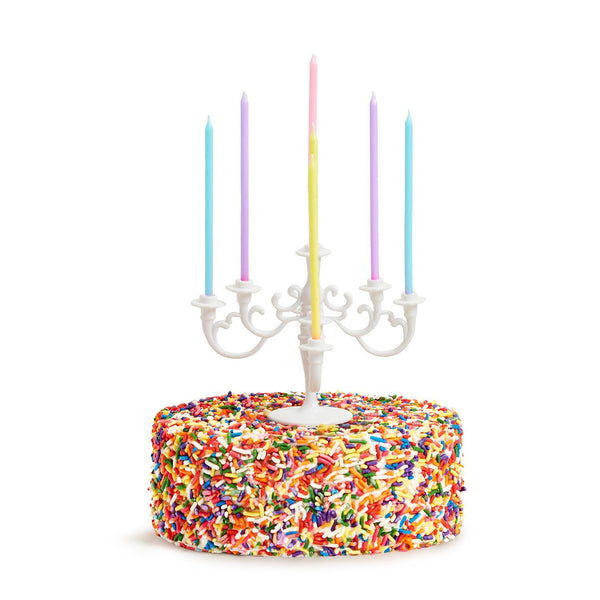 candelabra cake topper-wht