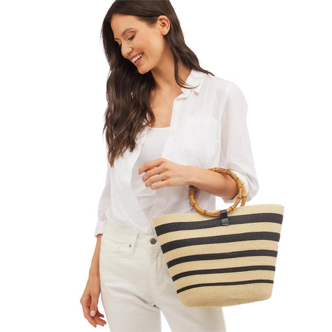 TOTE W/BAMBOO HANDLE