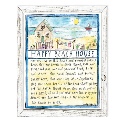 SHELF ART-HAPPY BEACH HOUSE 6X7