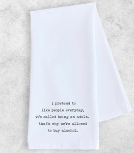 THE HARDEST PART OF BEING AN ADULT TEA TOWEL