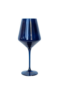 MIDNIGHT BLUE STEMMED WINE GLASS
