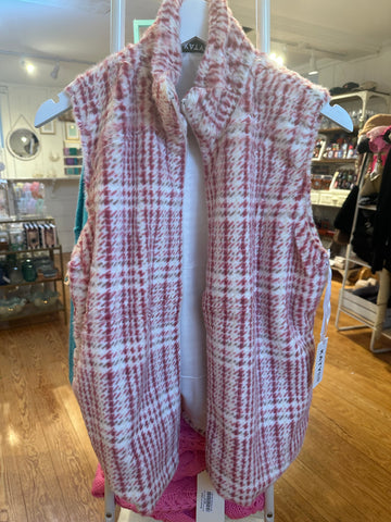 pink houndstooth vest