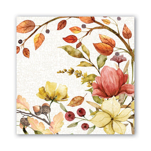 FALL LEAVES & FLOWERS COCKTAIL NAPKINS