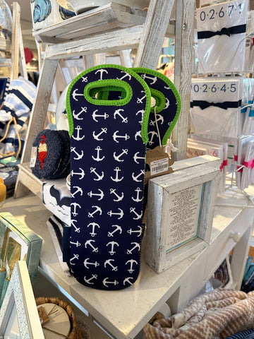 ANCHORS AWAY NEOPRENE WINE BOTTLE PROTECTOR/BAG