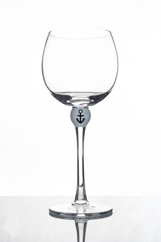 Glass wine glass with  anchor