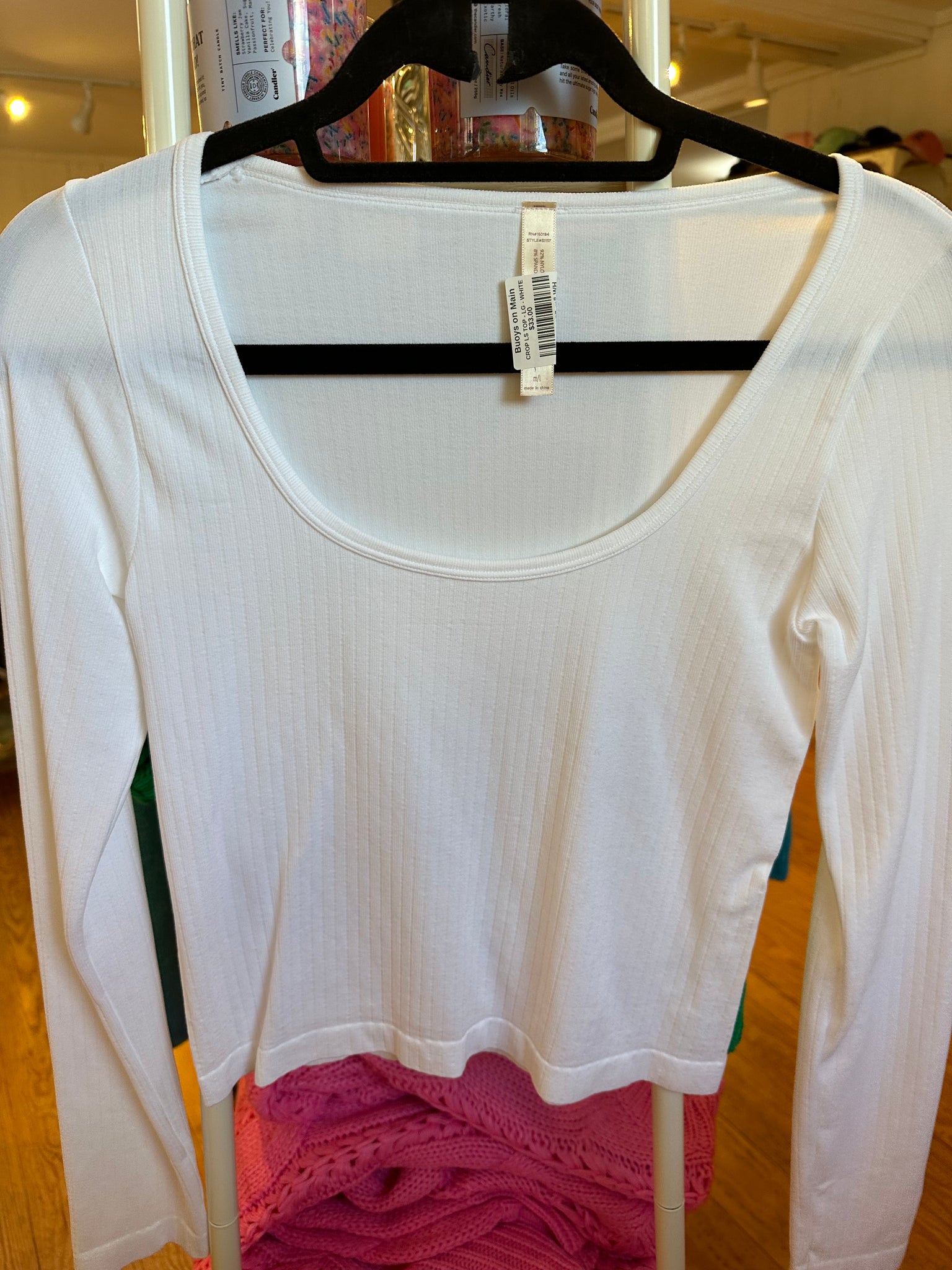 CROP LS TOP - LG - WHITE