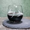 Great white etched stemless wine glass
