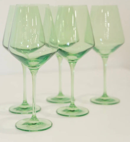 MINT GREEN STEMMED WINE GLASS