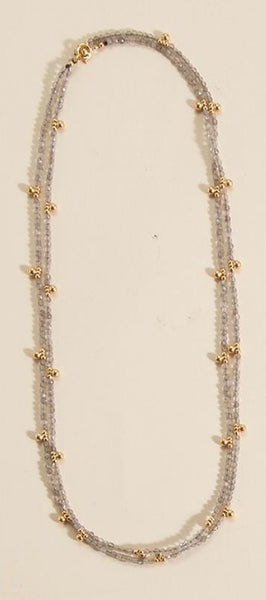 LONG BEADED NECKLACE 18K GOLD PLATED