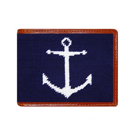 Navy anchor needlepoint bifold  WALLET