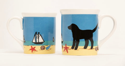 BEACH DOG-BLACK DOG MUG