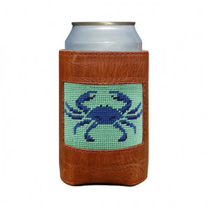 BLUE CRAB NEEDLEPOINT CAN COOLER