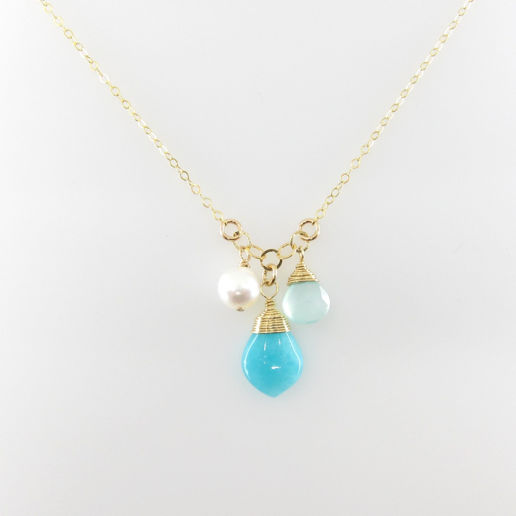 AMAZONITE NECKLACE-GOLD